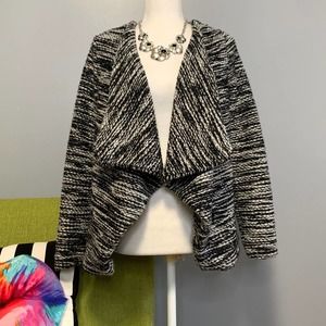 H&M Black & White Yarn Tweed Waterfall Jacket